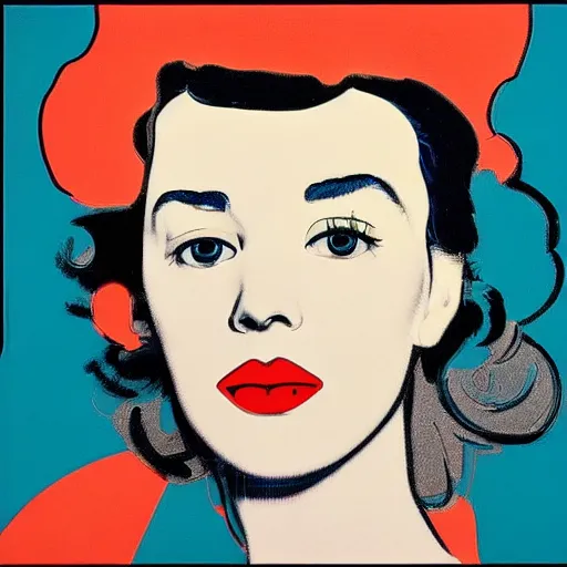 Prompt: beautiful female portrait in oil by james jean, by andy warhol, by roy lichtenstein, by egon schiele