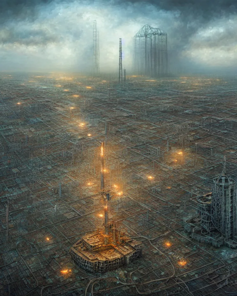 Prompt: wide angle shot of a city like chernobyl, intricate, elegant, highly detailed, centered, digital painting, artstation, concept art, smooth, sharp focus, illustration, artgerm, tomasz alen kopera, peter mohrbacher, donato giancola, joseph christian leyendecker, wlop, boris vallejo