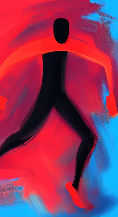 Image similar to black background, a thin, athletic physique man's body made of abstract, thick flowing dramatic bright brush strokes, no face, strong wind, matte colors, impressionist, extreme motion, trending on artstation