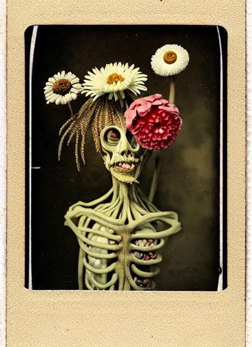 Image similar to beautiful and detailed rotten male made of plants and many types of stylized flowers like carnation, daisy, chrysanthemum, anemone, roses and tulips, intricate, surreal, john constable, gustave courbet, caravaggio, romero ressendi, bruno walpoth 1 9 1 0 polaroid photo