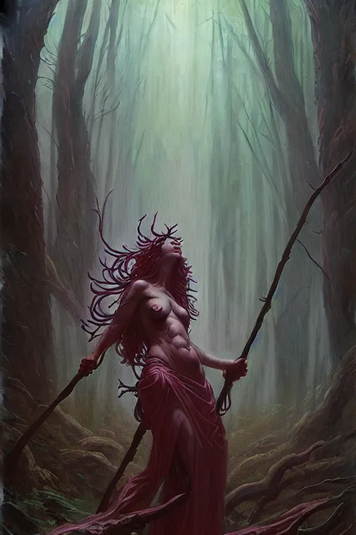 Image similar to Goddess of the forest, trending on Artstation, Greg Rutkowski, Wayne Barlowe