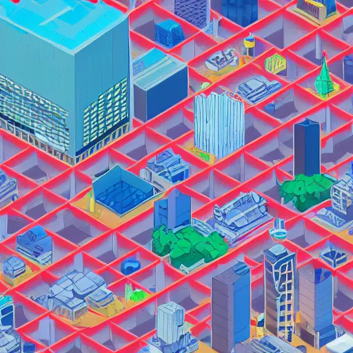 Image similar to pixorama of city of tokyo, silicon valley, complex illustration, eboy, ecity, pixel art, kai vermehr, steffen sauerteig, svend smital, three - dimensional isometric illustration, 3 d isometric pixel art, high detailed, trending on artstation