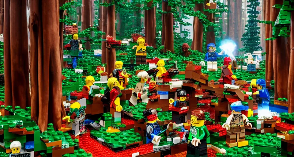 Image similar to lego and magic forest, by André François