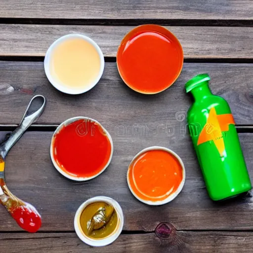 Prompt: chemist turns vinyl gloves into hot sauce, stock photo