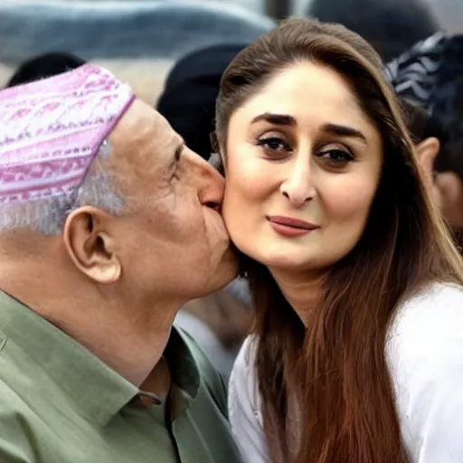 Image similar to kareena kapoor kissing benjamin netanyahu