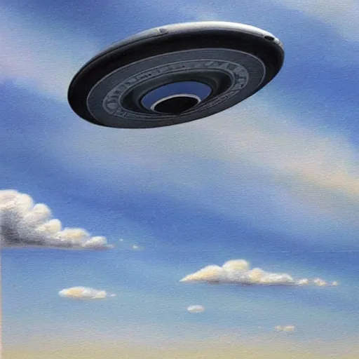 Image similar to ufo seen in the sky, cloudy, hyperrealist, very detailed,