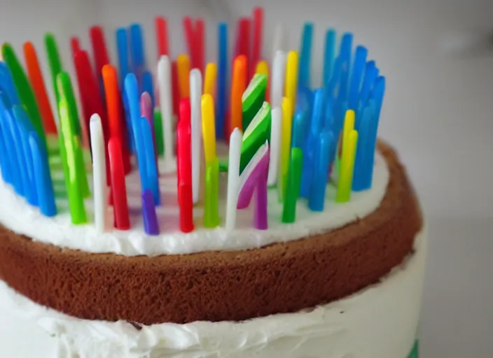 Image similar to A birthday cake with toothbrushes instead of candles