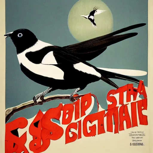 Image similar to psa poster, warning, beware of swooping magpies,