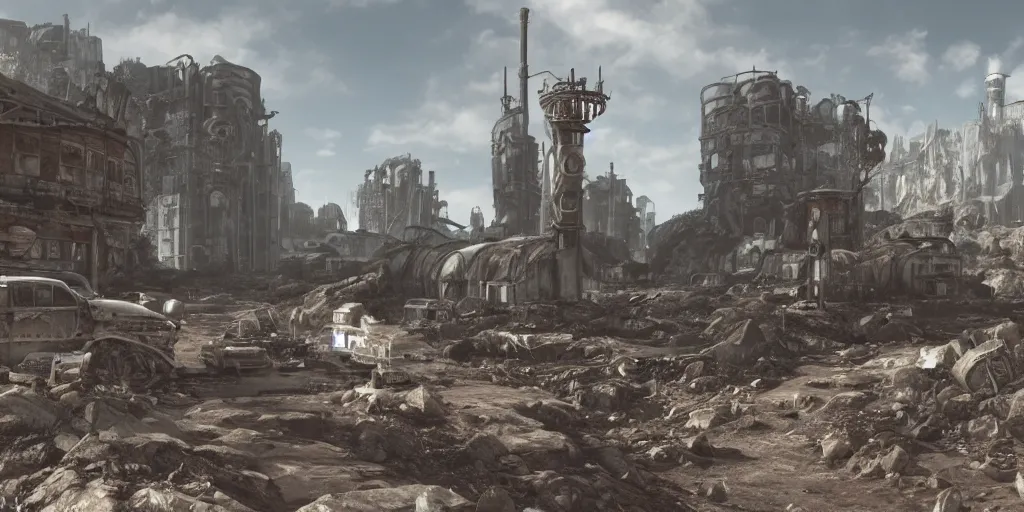 Image similar to fallout concept art capital wasteland render ultra unreal engine 5