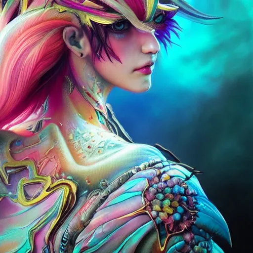 Prompt: hyper detailed ultra sharp fairy. trending on artstation, vibrant aesthetic, bloodwave, colorful, psychedelic, ornate, intricate, digital painting, concept art, smooth, sharp focus, illustration, art by artgerm and greg rutkowski and h. r. giger, 8 k