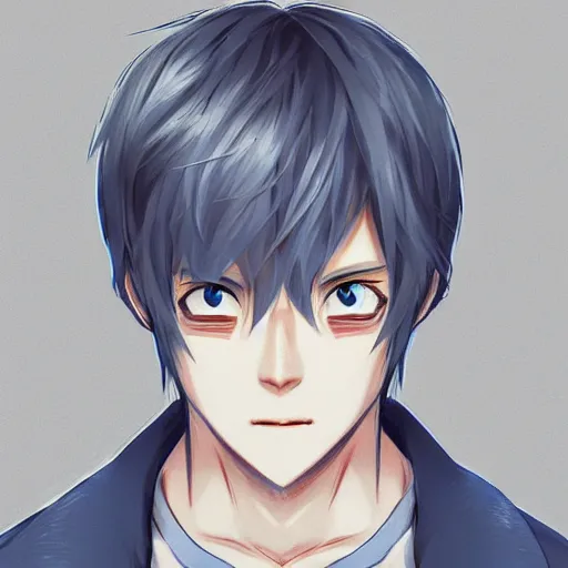 Anime Boy Eyes - Japan Culture Art - Japanese Aesthetic Grey