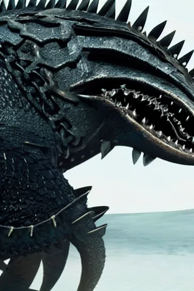 Image similar to very very intricate photorealistic photo of a chain chomp in an episode of game of thrones, photo is in focus with detailed atmospheric lighting, award - winning details