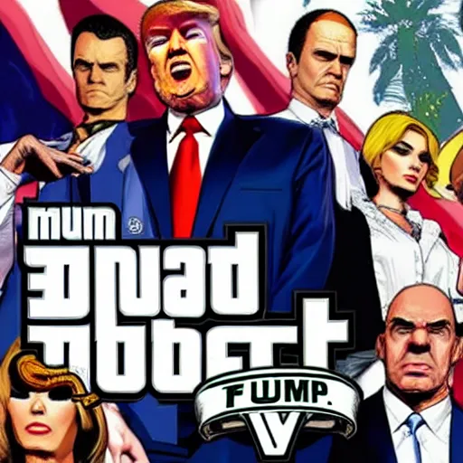 Image similar to donald trump as a mob boss, gta 5 cover