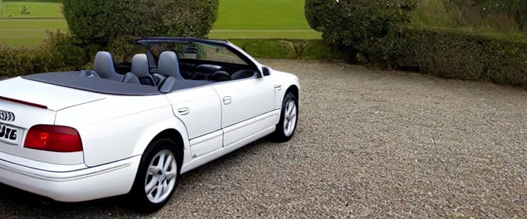 Image similar to Casablanca White Audi A4 B6 Avant Convertible (2002), red soft top roof raised, red interior, created by Barclay Shaw