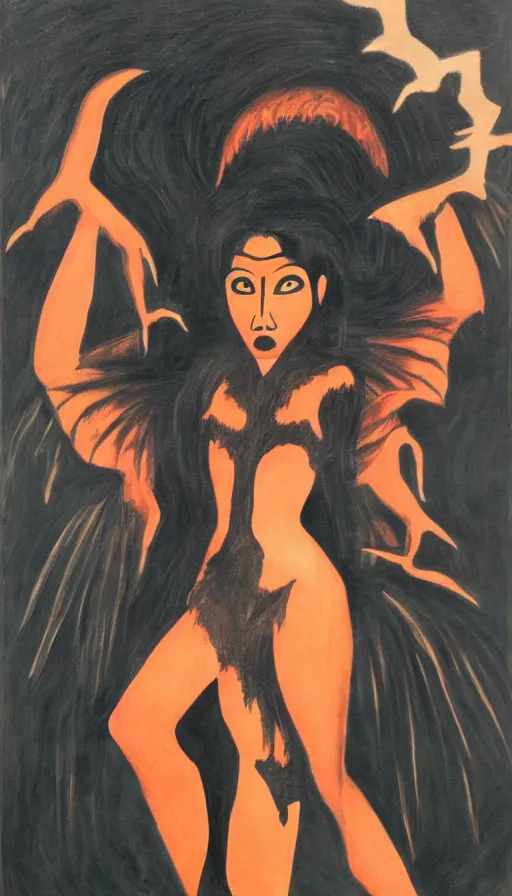 Image similar to manananggal, eerie painting, high contrast