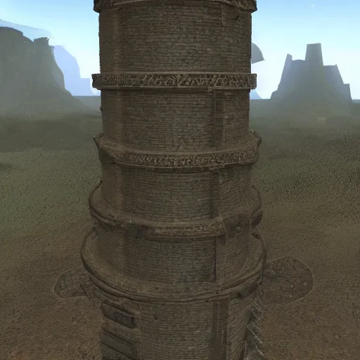 Prompt: A massive tower found in central Dragonbarrow, north of Caelid. The sides of the tower are crumbling from the massive overgrowth protruding from the plateau