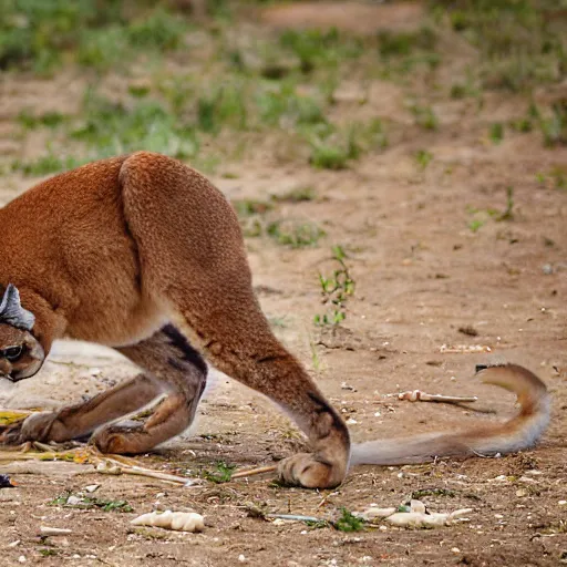 Prompt: Caracal eats dumplings