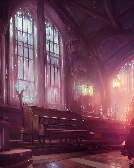 Prompt: ghostly spirit plays a pipe organ, scenic full shot, ambient lighting, detailed face, by makoto shinkai, stanley artgerm lau, wlop, rossdraws, no people