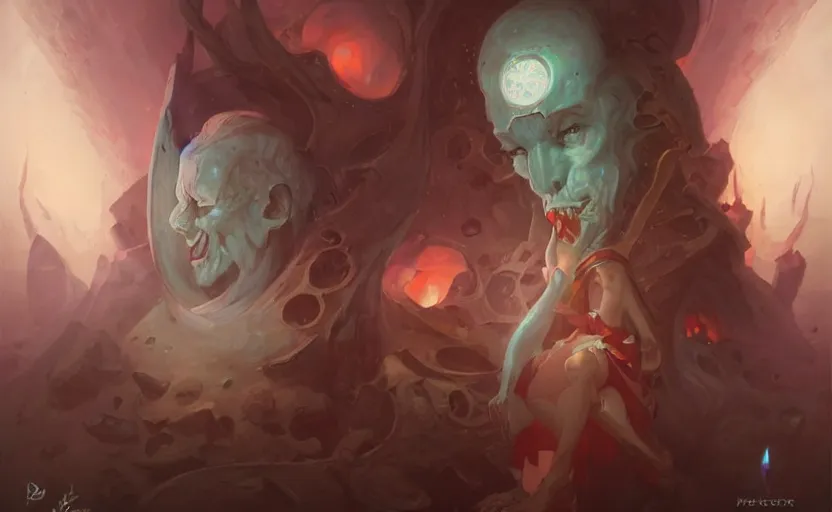 Image similar to portrait of the necromancer by peter mohrbacher