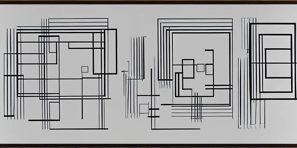 Prompt: blueprint of a clock, josef albers, brushstrokes, white lines, oil painting