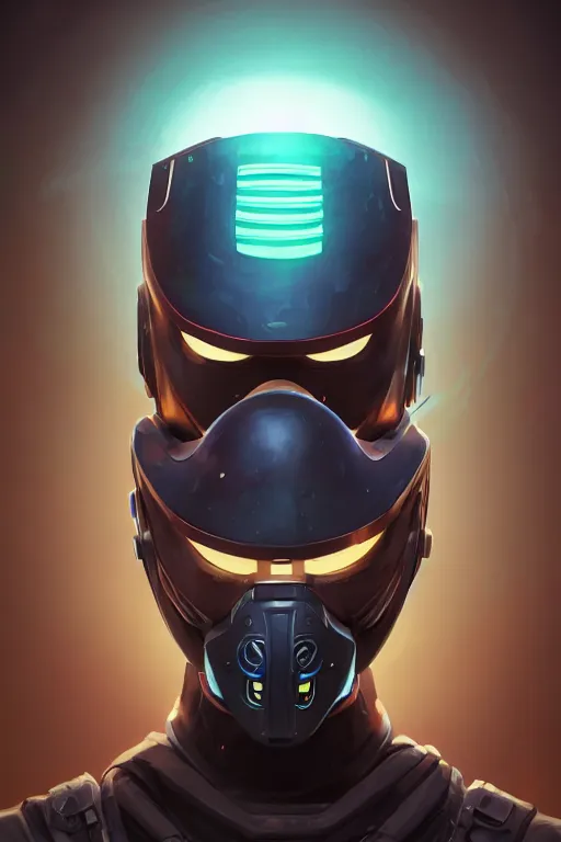 Image similar to epic mask helmet robot ninja portrait stylized as fornite style game design fanart by concept artist gervasio canda, behance hd by jesper ejsing, by rhads, makoto shinkai and lois van baarle, ilya kuvshinov, rossdraws global illumination radiating a glowing aura global illumination ray tracing hdr render in unreal engine 5