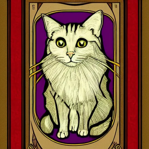 Image similar to cat portrait, art nouveau style