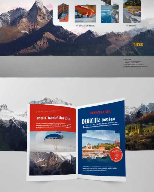 Prompt: travel company print ad concept design, modern, vibrant, very detailed