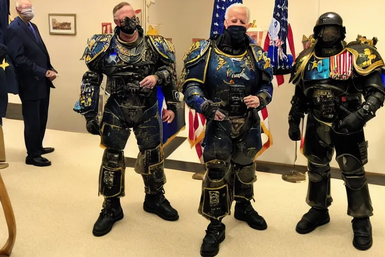 Prompt: joe biden in space marine armor