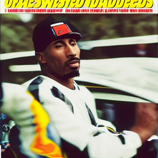 Image similar to Tupac the rapper wins Goodwood festival of speed, picture, magazine, 90s, motion blur