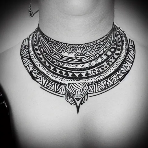 Image similar to black and white illustration collar tattoo neckpiece creative design on paper ornate bold lines tribal