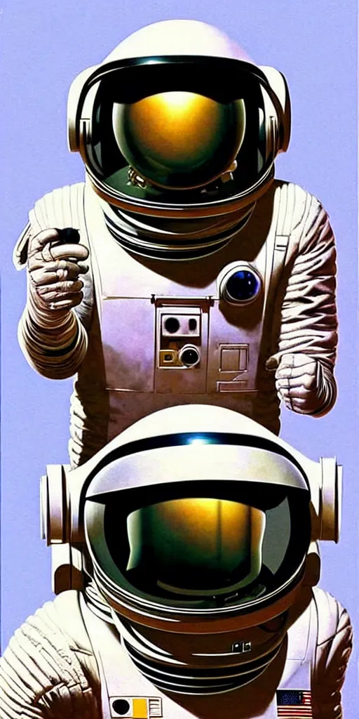 Prompt: “ ( ( ( ( ( sci - fi astronaut suit and helmet, ornate, highly detailed ) ) ) ) ) by syd mead and chris foss and dieter rams!!!!!!!!!!!!!!!!!!!!! ”