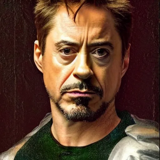 Prompt: robert downey jr, renaissance painting, highly detailed, colorful