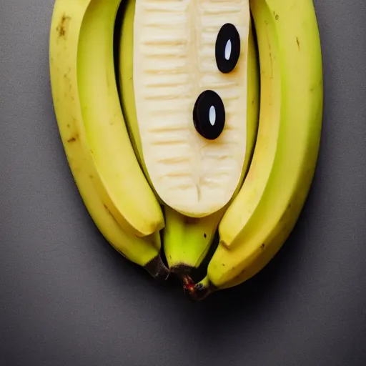 Prompt: Professional photograph of a peeled!!! banana with googly eyes and a duck beak. Peeled banana duck.