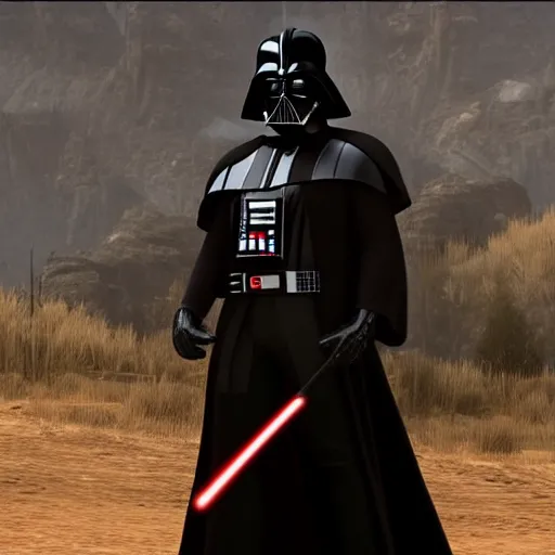 Prompt: Film still of Darth Vader, from Red Dead Redemption (2018 video game)