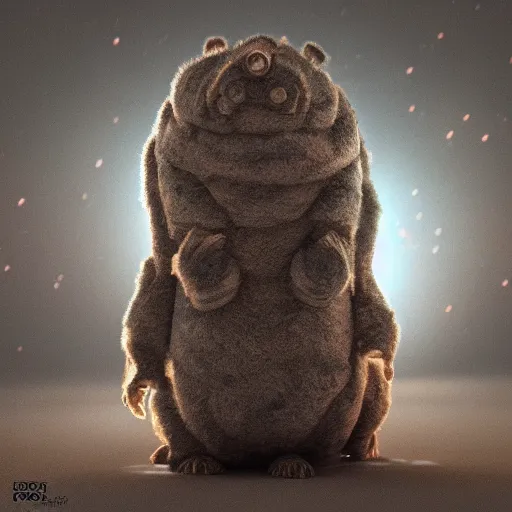 Image similar to Large tardigrade with fuzzy!!!!! fur!!!!!, trending on artstation, photorealistic imagery, heavily detailed, intricate, 4k, 8k, artstation graphics, artstation 3d render, artstation 3d, artstation unreal engine