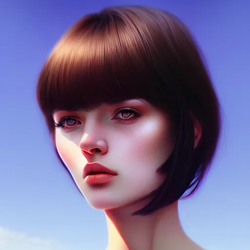 Prompt: close up an extremely amazing face female portrait, 20 years old in a scenic environment by Ilya Kuvshinov