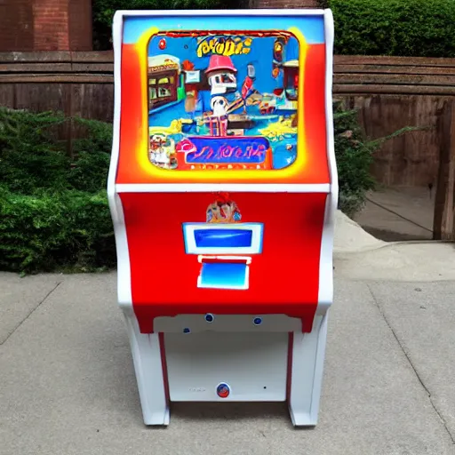 Image similar to an arcade cabinet, in the style of wallace and gromit