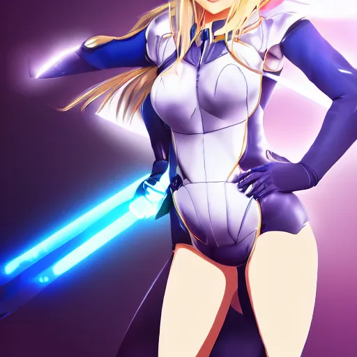 Image similar to beautiful image of saber from fate / stay night in a thight plugsuit, high quality, highly detailed, 4 k, drawn by wwpgi, trending on artstation