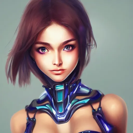 Image similar to heroine, beautiful, female mecha, ultra detailed, digital art, 8 k, hd, character, realistic, straight face upper body portrait, 3 d, hyper realistic