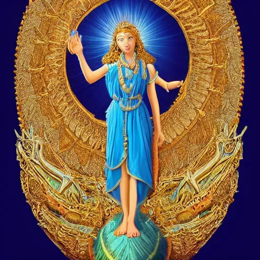 Image similar to majestic goddes raises above earths after conquering the world, highly detailed, intricate details, 4 k