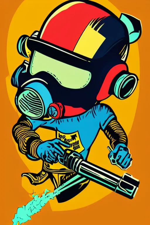 Image similar to fallout 7 6 retro futurist illustration art by butcher billy, sticker, colorful, illustration, highly detailed, simple, smooth and clean vector curves, no jagged lines, vector art, smooth andy warhol style