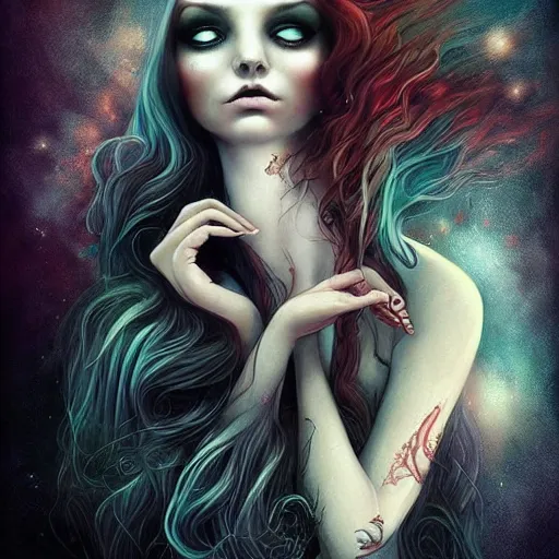 Prompt: just art for dark metal music, no words, no letters, without people only art by anna dittmann