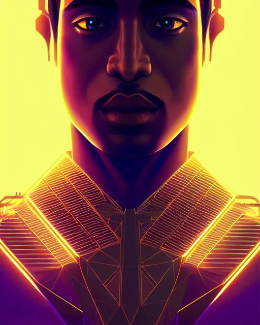 Image similar to symmetry!! egyptian prince of technology, solid cube of light, hard edges, product render retro - futuristic poster scifi, lasers and neon circuits, brown skin man egyptian prince, intricate, elegant, highly detailed, digital painting, artstation, concept art, smooth, sharp focus, illustration, dreamlike, art by artgerm