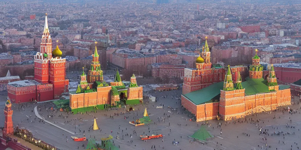 Image similar to missile falling on Red Square in Moscow, detailed, 4k