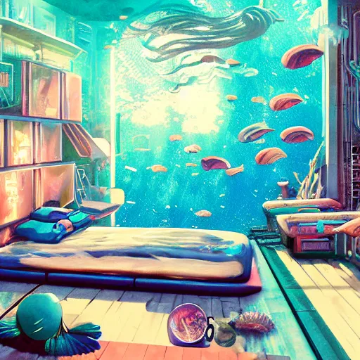 anime background of the interior of an underwater | Stable Diffusion ...