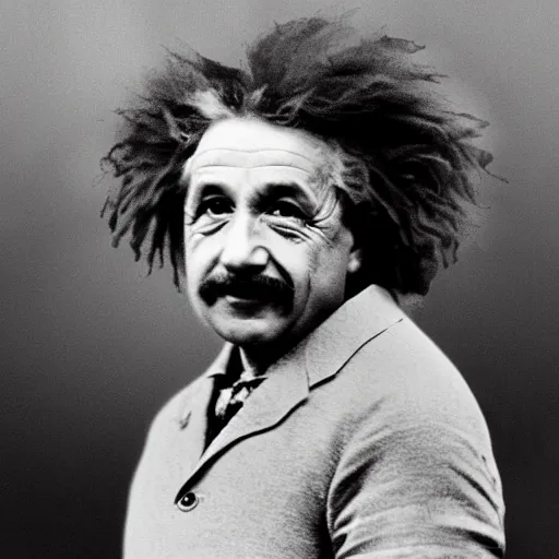 Image similar to photo in color of albert einstein in a rap battle. highly detailed, 4 k, realistic.