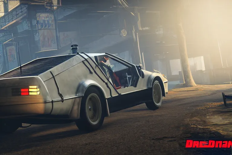 Image similar to 1 9 2 2 delorean by grand theft auto v, by red dead redemption 2, by cyberpunk 2 0 7 7