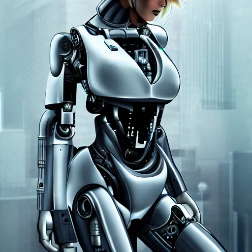 Image similar to beutiful white girl cyborg, full shot, alfred kelsner, artstaition, epic composition