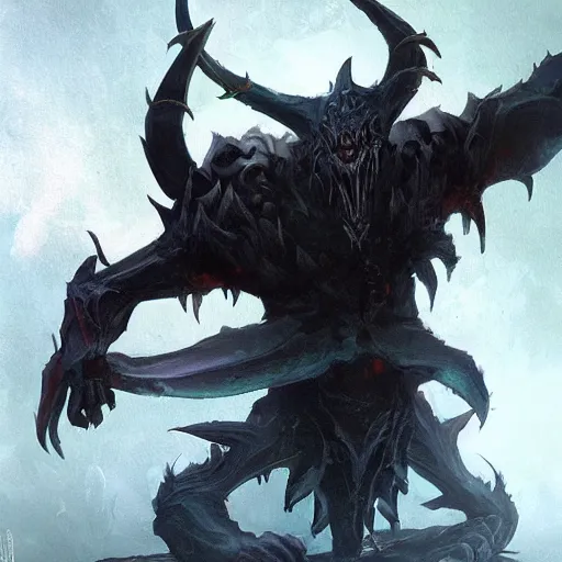 Image similar to shadow fiend lord hybrid, fantasy game art by greg rutkowski, fantasy rpg, dota 2