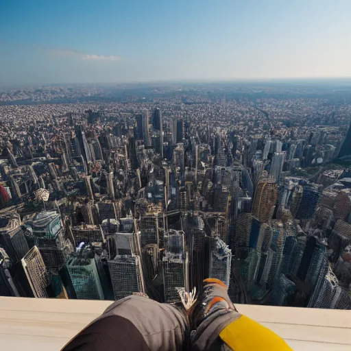 Image similar to Man looking down from the tallest building in the world